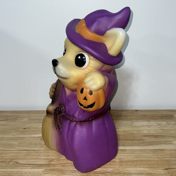 Blow Mold Pan Asian Creations Halloween 18" Fox Witch with Pumpkin~ Lighted~ - Picture 5 of 8